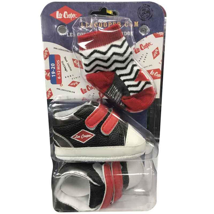 Picture of TK0990A-LEE COOPER PAIR OF SHOES AND SOCKS WHITE/BLACK/BLUE